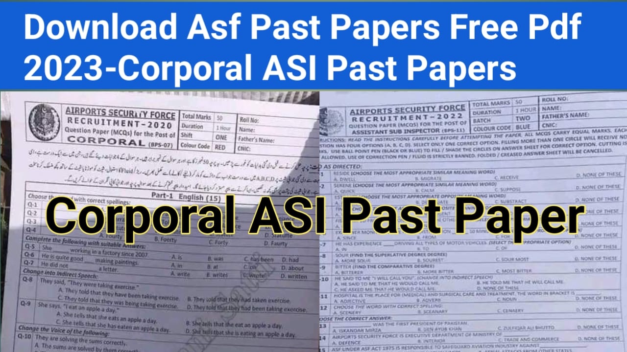 Download Asf Past Papers Free Pdf 2023-Corporal ASI Past Papers ...
