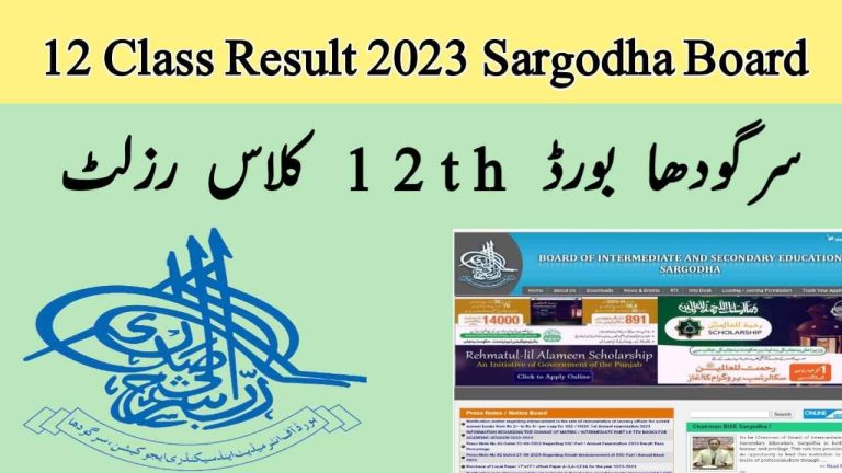 BISE Sargodha  12th Result 2023 Announced Check  @bisesargodha.edu.pk