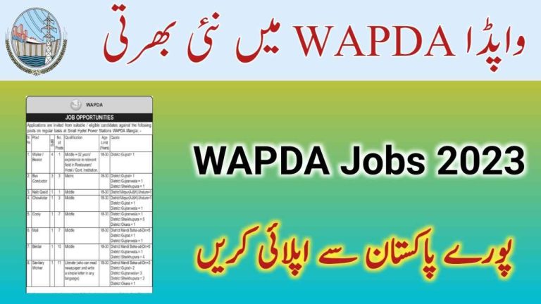 WAPDA JOBS 2023 Online Apply via www.wapda.gov.pk